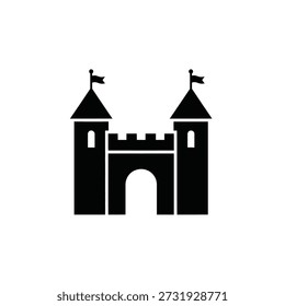 Medieval castle gate with towers vector illustration flat design black and white scalable art