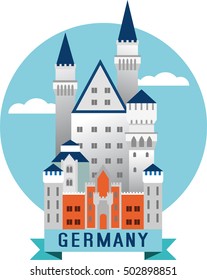 Medieval castle in Germany, vector illustration