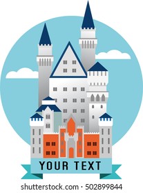 Medieval castle in Germany, vector illustration