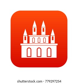 Medieval castle icon digital red for any design isolated on white vector illustration