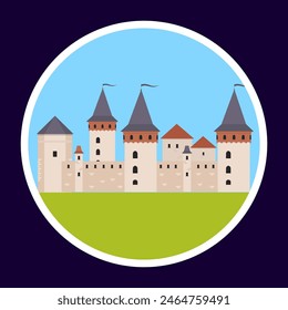 Medieval castle icon. Flat illustration of medieval castle vector icon for web design