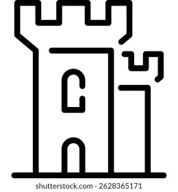 Medieval Castle Icon, Castle Tower Sign
