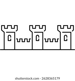 Medieval Castle Icon, Castle Tower Sign