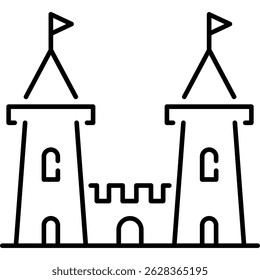 Medieval Castle Icon, Castle Tower Sign