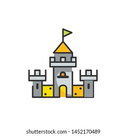 medieval castle icon vector.  fort and kingdom ,legendary castle vector icon. web design and mobile design. white background. premium quality royal and 
 ancient castle.