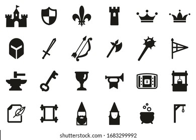 Medieval Castle Icons Black & White Set Big