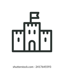 Medieval castle isolated icon, stronghold vector symbol with editable stroke