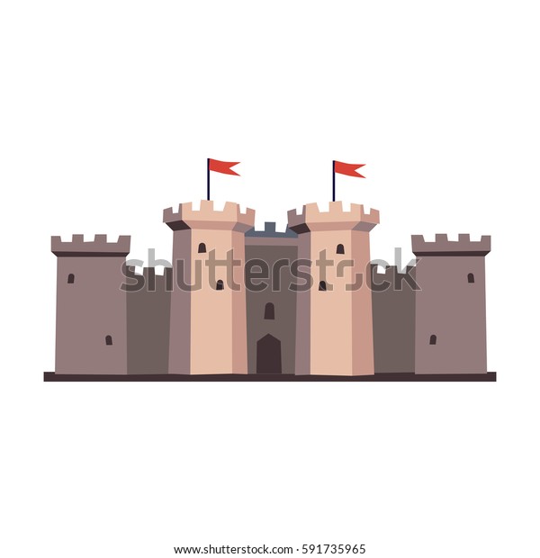 Medieval Castle Isolated Vector Illustration Stock Vector (Royalty Free ...