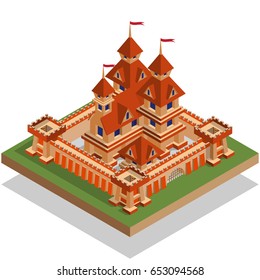 Medieval castle. Isometric. Vector illustration.