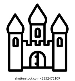 Medieval castle line icon, fairytale concept, Tower ancient building sign on white background, royal castle icon in outline style mobile concept web design. Vector graphics.