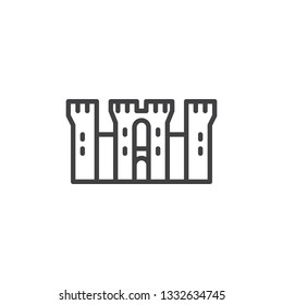 Medieval castle line icon. linear style sign for mobile concept and web design. Castle architecture outline vector icon. Symbol, logo illustration. Pixel perfect vector graphics