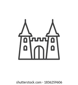 Medieval castle line icon. linear style sign for mobile concept and web design. Fairy tale castle outline vector icon. Symbol, logo illustration. Vector graphics