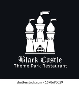 Logotipo del castillo medieval para el parque temático de restaurantes o para la empresa alimentaria, es perfecto también para la producción y el software casa 