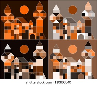 Medieval castle made of blocks.