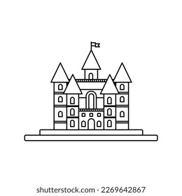 medieval castle magical fortress line art logo design