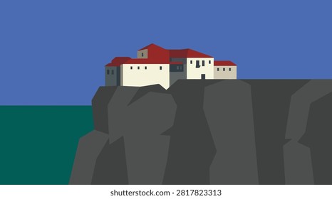 Medieval castle on a cliff edge with fortress medieval architecture historic