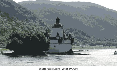 Medieval castle on the Rhine river