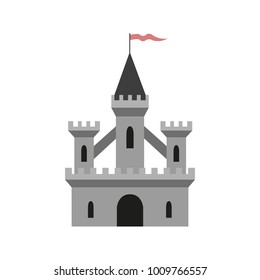 Medieval castle on white background. Vector illustration.