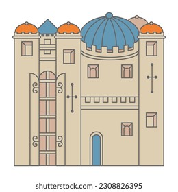 Medieval castle. Retro style. Isolated vector illustration.