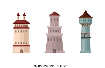 Medieval Castle Tall Tower Turret Made Stock Vector (Royalty Free ...