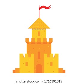 Medieval castle. Tower building, architecture ancient history. Flat vector illustration, isolated on background