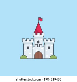 Medieval castle. Tower building, architecture ancient history. Flat vector illustration
