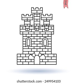 Medieval castle tower, coat of arms