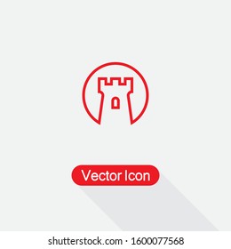 Medieval Castle Tower In A Round Frame Icon Vector Illustration Eps10