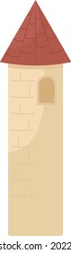 Medieval castle tower semi flat color vector object. Full sized item on white. Fortification in castle. Turret isolated modern cartoon style illustration for graphic design and animation