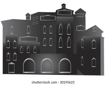 medieval castle or town silhouette