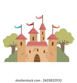 Medieval castle vector cartoon illustration