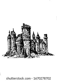 Medieval Castle Vector Drawing Sketch Stock Vector (Royalty Free ...