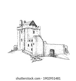 Medieval Castle. Vector Drawing, Sketch