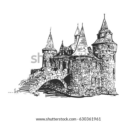 Medieval Castle Vector Drawing Sketch Stock Vector (Royalty Free