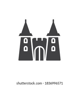 Icono vectorial de castillo medieval. signo plano relleno para concepto móvil y diseño web. Icono de glifo de castillo de cuento de hadas. Símbolo, ilustración del logotipo. Gráficos vectoriales