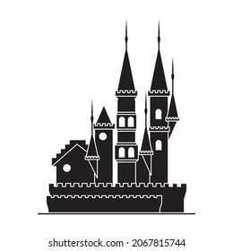 Medieval castle vector icon.Black vector icon isolated on white background medieval castle.