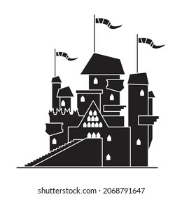 Medieval castle vector icon.Black vector icon isolated on white background medieval castle.