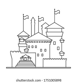 Medieval castle vector icon.Line vector icon isolated on white background medieval castle.