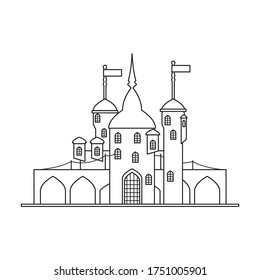 Medieval castle vector icon.Line vector icon isolated on white background medieval castle.