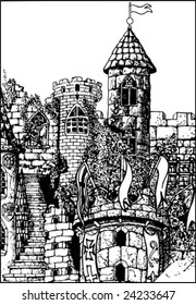 Medieval castle - vector illustration.