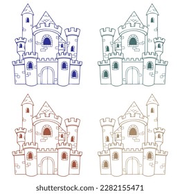 Medieval Castle Vector illustration. Hand Drawn Castle
