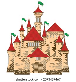 Medieval Castle Vector Illustration. Castle Icon Isolated On A White Background

