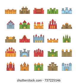 Medieval Castles Cartoon Icons Set Vector Stock Vector (Royalty Free ...