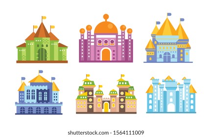 Medieval Castles Vector Set For Design and Web Isolated on White Background.