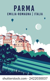 Medieval castles and wineyards of Italy - Castello di Torrechara, Parma, Emilia Romagna, Italy. 