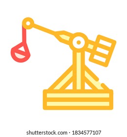 vector de icono de color de catapulta medieval. señal medieval de catapulta. ilustración de símbolo aislado