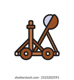Ilustración vectorial de ícono de catapulta medieval