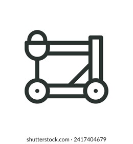 Medieval catapult isolated icon, siege ballista vector symbol with editable stroke