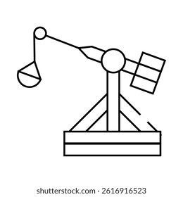 medieval catapult line icon vector. medieval catapult sign. isolated contour symbol black illustration