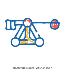 medieval catapult weapon doodle icon sketch vector. medieval catapult weapon sign. isolated symbol illustration